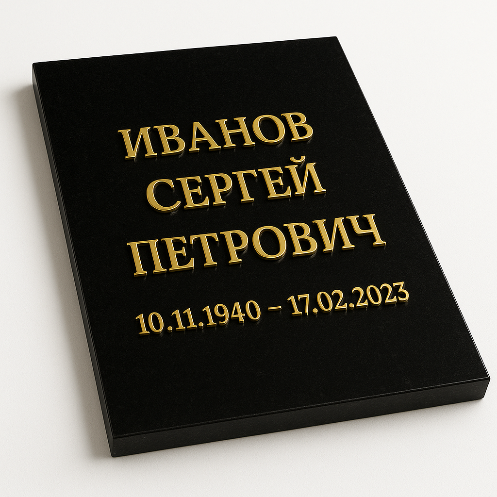 Накладные буквы надписи на памятник из бронзы, нержавейки, латуни